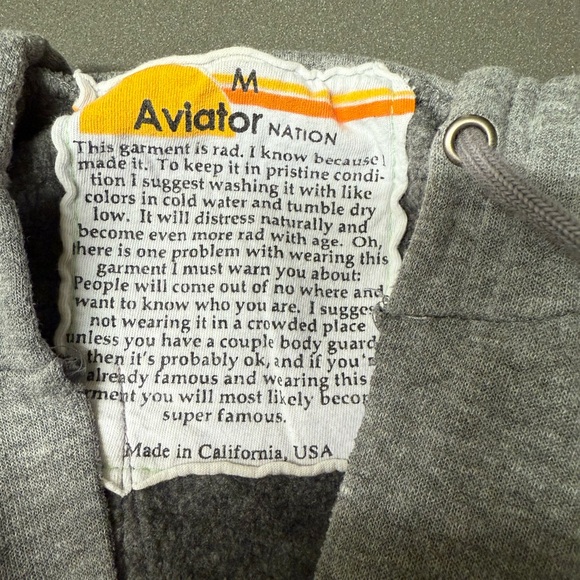 Aviator Nation Gray Hoodie with Rainbow and Pink Lightning - Picture 3 of 5
